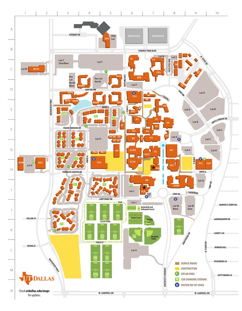 Ut Dallas Soccer Field Map Campus Map - The University Of Texas At Dallas