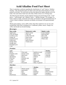 Acid/Alkaline Food Fact Sheet