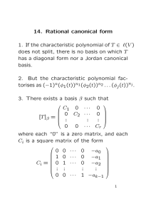14. Rational canonical form 1. If the characteristic polynomial of T