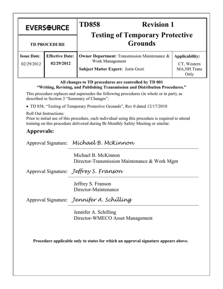 Testing of Temporary Protective Grounds