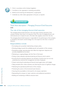 Tools: Role description – Managing Director/Chief Executive