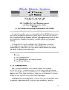 Civil Liability for Use of Tasers, stunguns, and other electronic