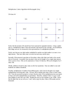 Multiplication: Lattice Algorithm with Rectangular Array 256 times 46