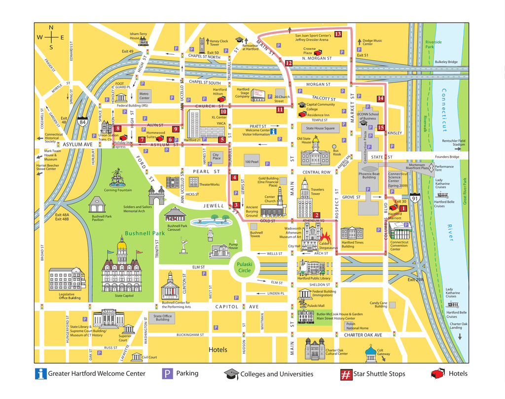 Map Of Hartford Ct Streets Map Of Downtown Hartford, Ct