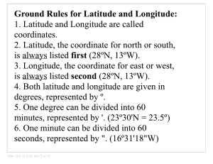 Ground Rules for Latitude and Longitude: 1. Latitude and Longitude