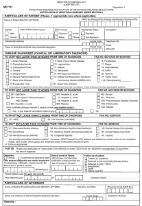 Infectious Disease Notification Form - Singapore