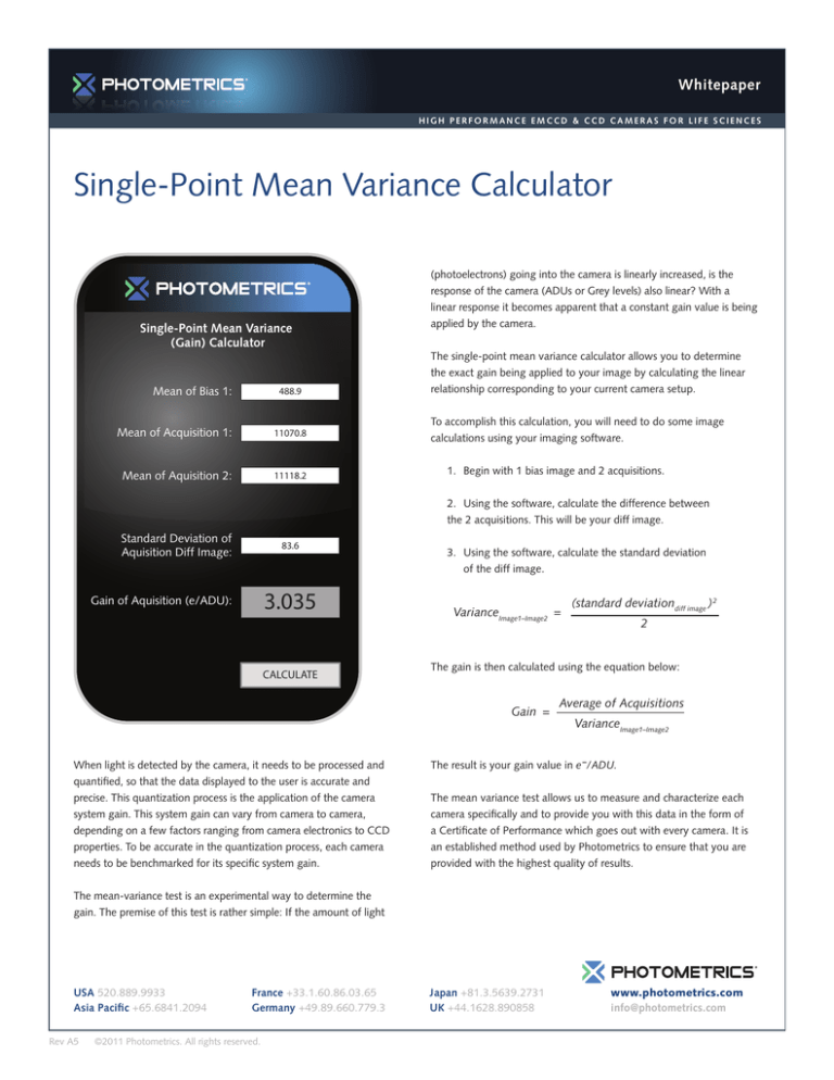 SinglePoint Mean Variance Calculator