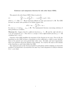 Existence and uniqueness theorem for nth order linear ODEs. The