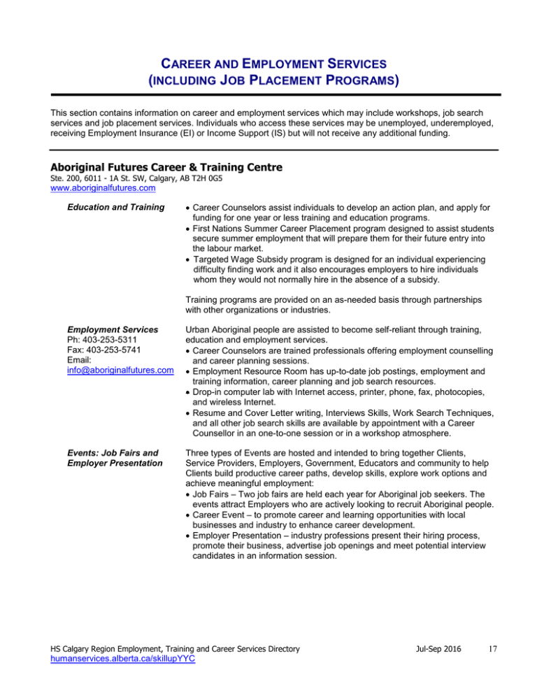 Calgary Region Employment, Training and