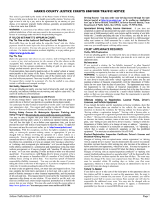 uniform traffic notice - Harris County Justice of the Peace Courts