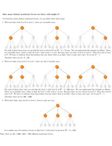 How many distinct positional 3-trees are there with height 2? To