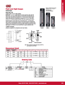Fluid Level sight Gauges Ordering Code Dimensional Detail