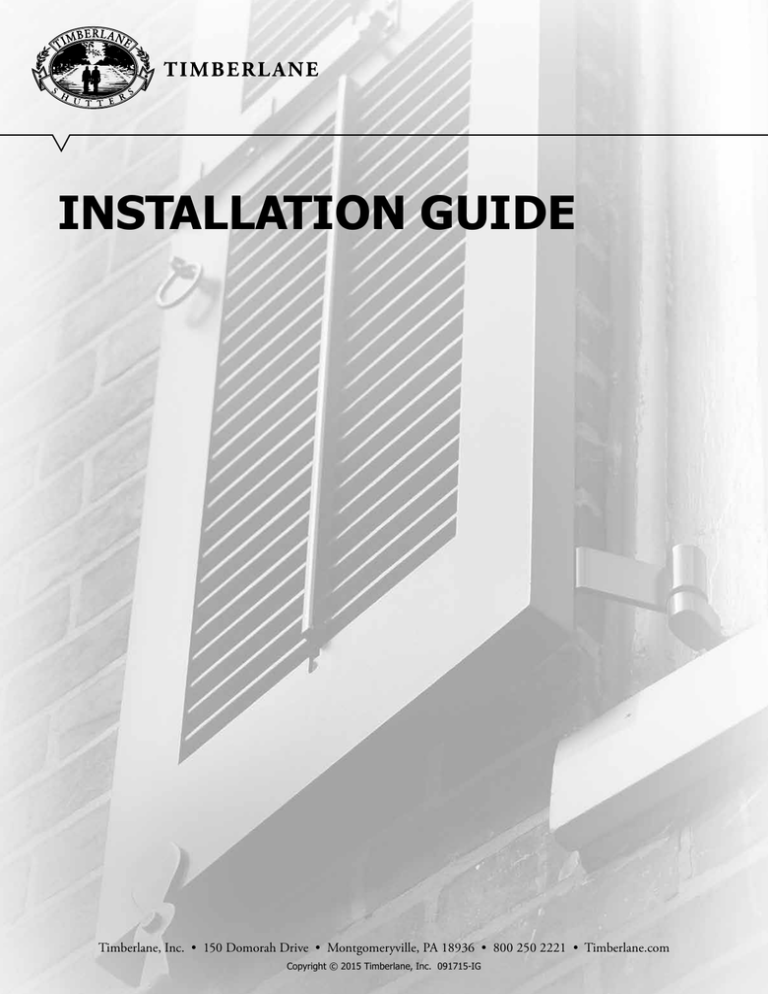 installation guide Timberlane Shutters