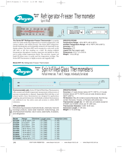 Series GT Spirit-Filled Glass Thermometers
