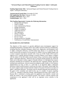 “Advanced Degree and Clinical Research Training Grant in Alpha