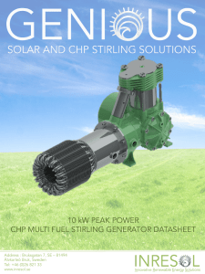 10 kW PEAK POWER CHP MULTI FUEL STIRLING GENERATOR