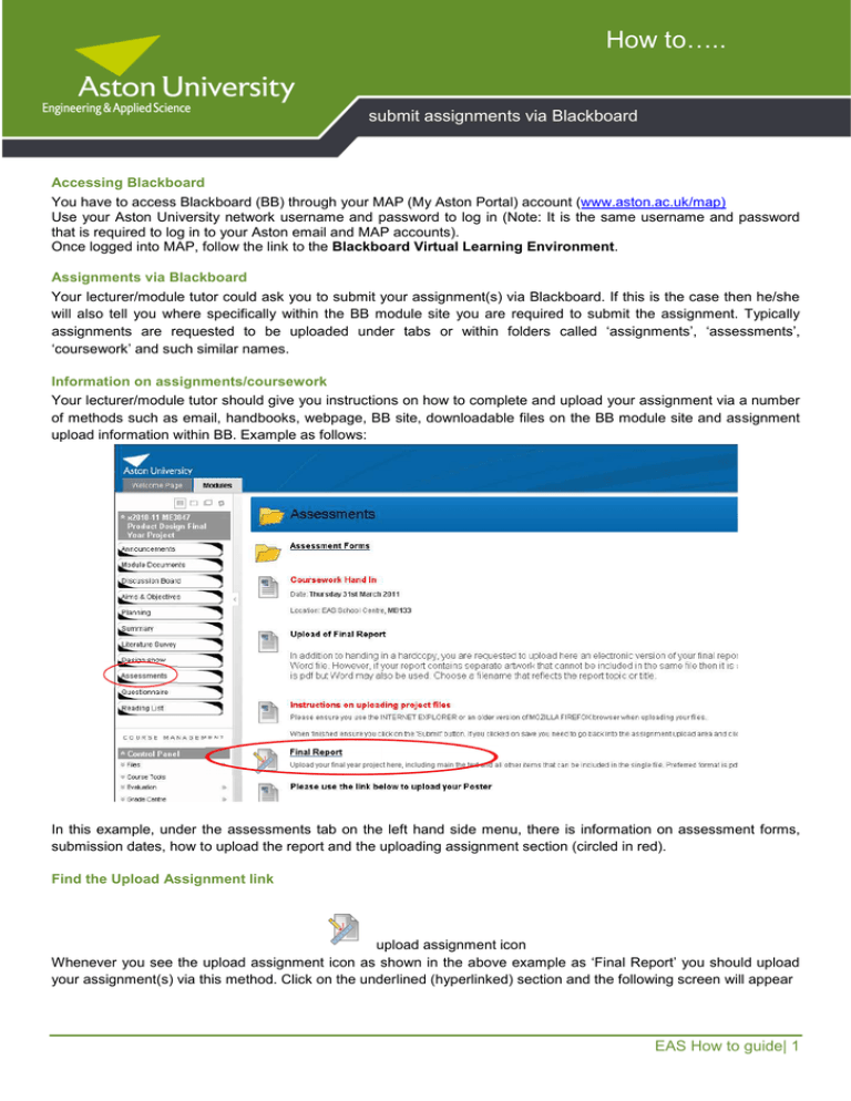 how to submit assignments via blackboard