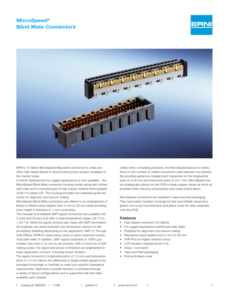 ERNI MicroSpeed® Blind Mate Connectors