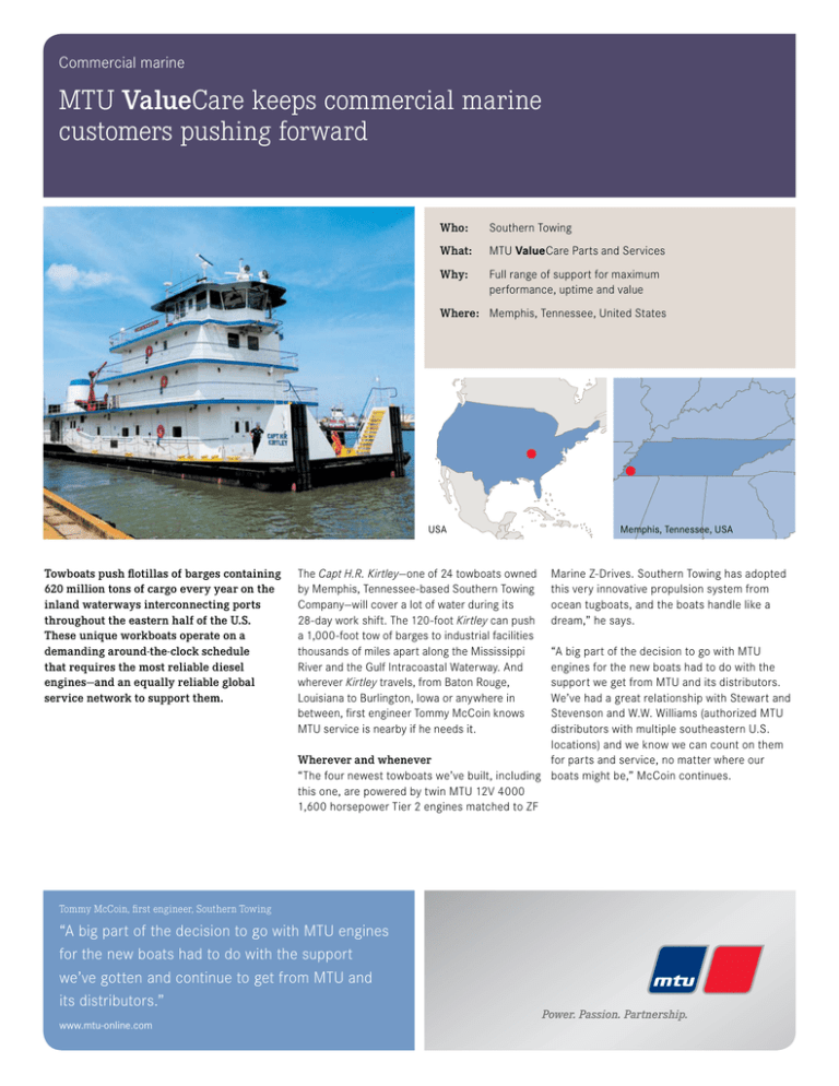 MTU ValueCare keeps commercial marine customers pushing forward