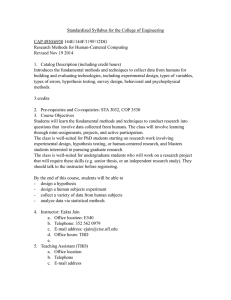 Standardized Syllabus for the College of Engineering CAP 4930