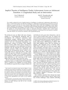 Implicit Theories & Adolescent Achievement