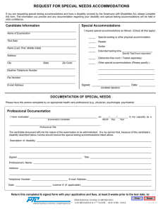 Request for Special Accommodations Form