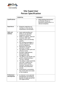 Site Supervisor Person Specification