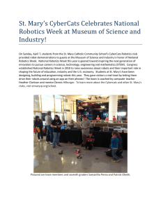 St. Mary`s CyberCats Celebrates National Robotics Week at