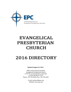 2016 EPC Directory - Evangelical Presbyterian Church