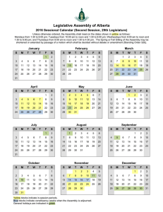 Calendar - Legislative Assembly of Alberta