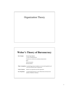 Organization Theory Weber`s Theory of Bureaucracy