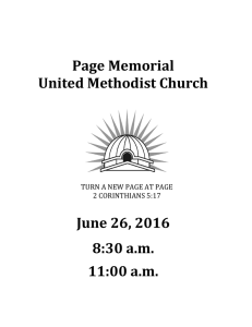 Page Memorial United Methodist Church June 26, 2016 8:30 am 11
