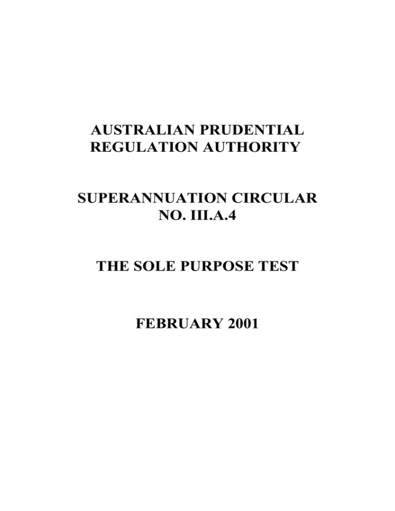 the-sole-purpose-test-australian-prudential-regulation-authority