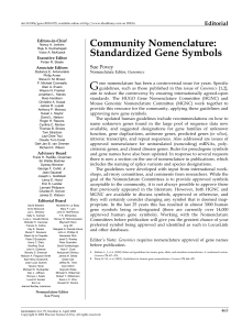 Community Nomenclature: Standardized Gene Symbols