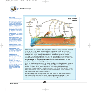 The volume of water in the biosphere remains fairly constant through