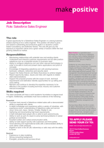 Job Description Role: Salesforce Sales Engineer