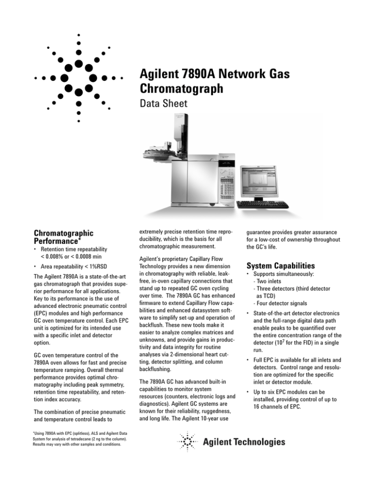 Agilent 7890A Gas Chromatograph Data Sheet
