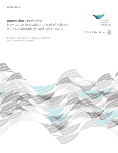 Innovation Leadership How to use innovation to lead effectively