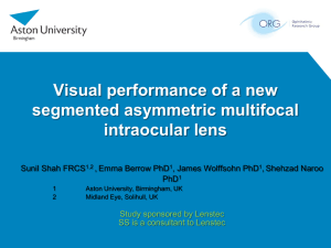 Visual performance of a new segmented asymmetric multifocal