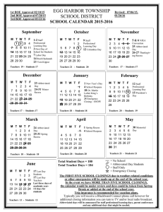 Calendar - the Egg Harbor Township School District