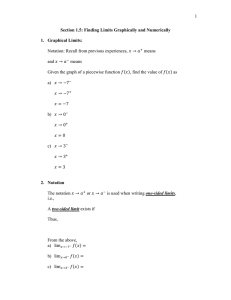 1 Section 1.5: Finding Limits Graphically and Numerically 1