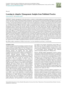 Learning in Adaptive Management: Insights from Published Practice