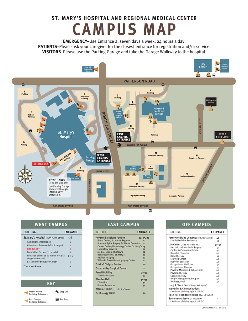 St Mary S Campus Map Campus Map 010915 - St. Mary`s Medical Center