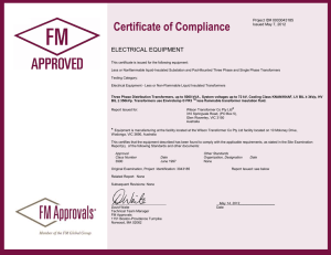 Certificate of Compliance - FM Approved