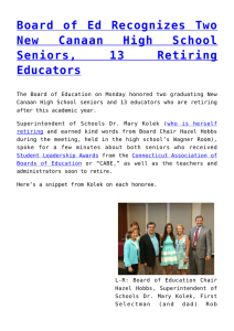 Board of Ed Recognizes Two New Canaan High School Seniors, 13