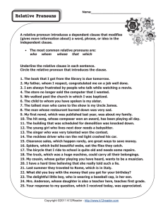 Relative Pronouns Worksheet: Grammar Practice
