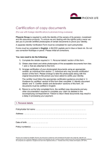 Certification of copy documents