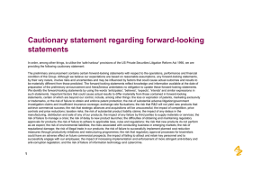Cautionary statement regarding forward-looking
