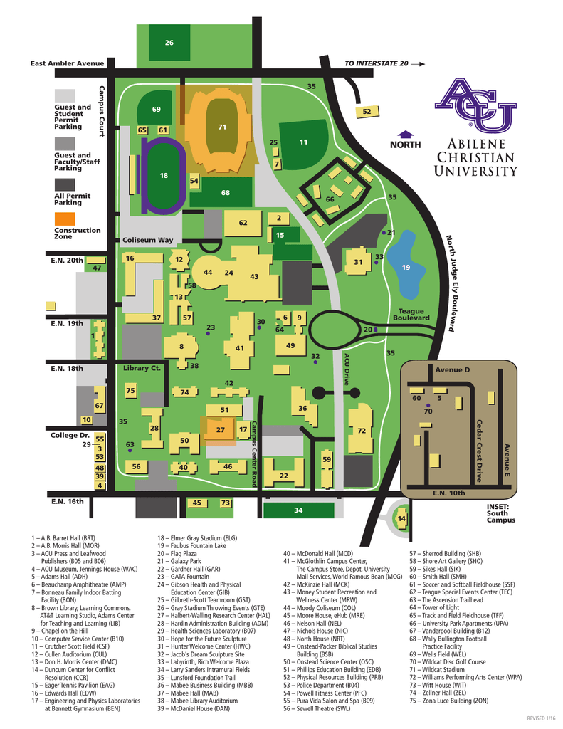 Mcdaniel College Campus Map Acu Campus Map