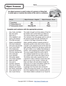 Object Pronouns Worksheet: Grammar Practice